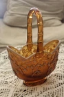 Vintage Fenton Lily of the Valley Basket - Amber Cameo Opalescent 8"