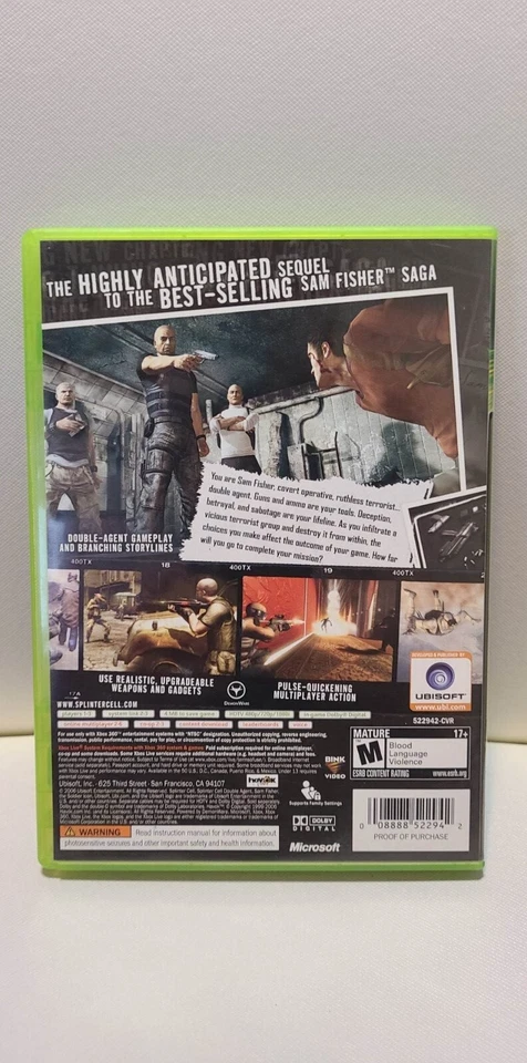 Splinter Cell Double Agent Microsoft Xbox 360 Complete - Image 2 of 3