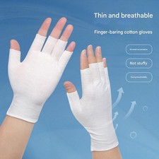 White Cotton Gloves With Five Open Fingers Thin, Breathable, Sweat-wicking
