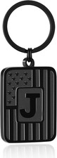 Easter Basket Stuffers- Initial Keychain Gifts for Men,Letter American Flag Keyc