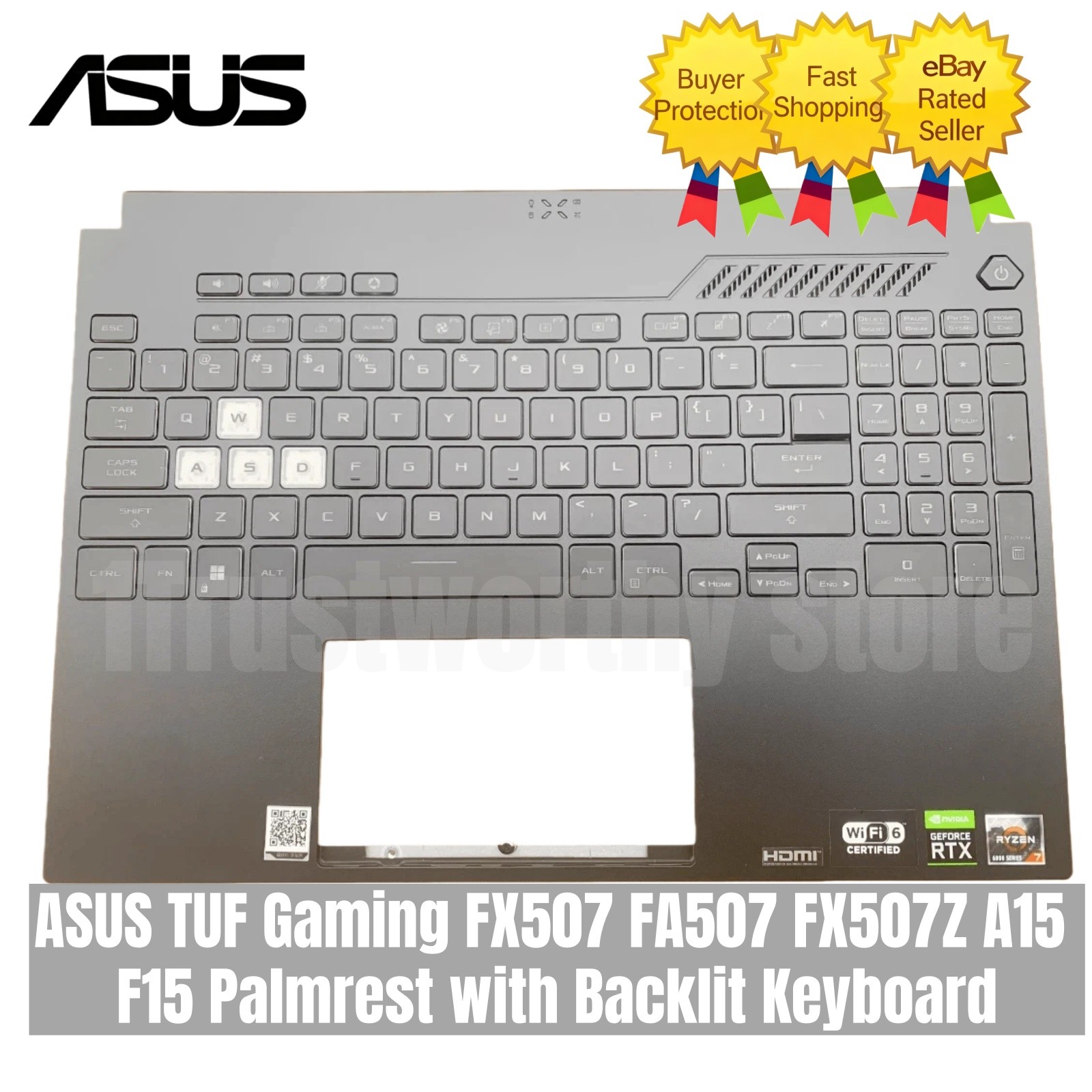 For Asus TUF Gaming FX507 FA507 FX507Z A15 F15 Palmrest with Backlit Keyboard