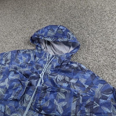 Columbia Jacket Womens S Blue Floral Hooded Windbreaker Rain Coat