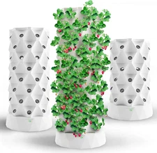 Vertical Hydroponic System Tower Garden Aeroponics Home Grow Kit 50/60/64/80Pots