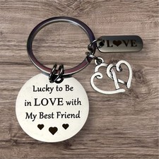 Lucky to Be in LOVE with My Best Friend keychain with 2 charms and gift bag