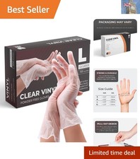 Flexible Powder-Free Vinyl Gloves for Cooking, Medical Use - 100 Disposable Pack