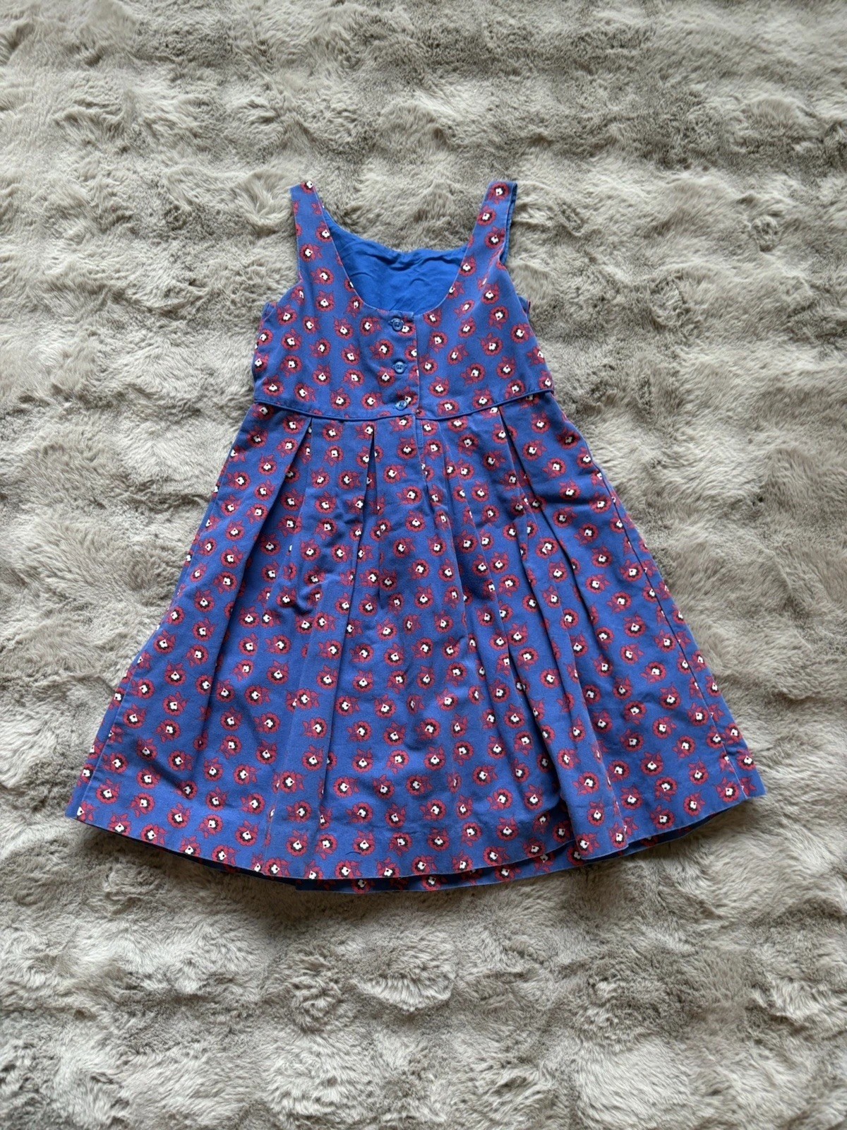 Janie and Jack Blue Floral Girls’ Button Dress Youth Size 5 Excellent Condition