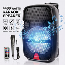 4400 Watts Wirelessly Portable Party 8" Bluetooth Speaker w/ Microphone  Remote