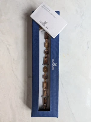 Swarovski Crystal Signed Swan Bracelet Rose Gold Plated - Image 1 of 3