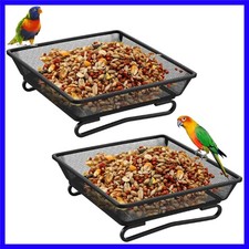 2 PCS Durable Metal Bird Feeder Trays with Drainage, Ideal for Gardens  Patios