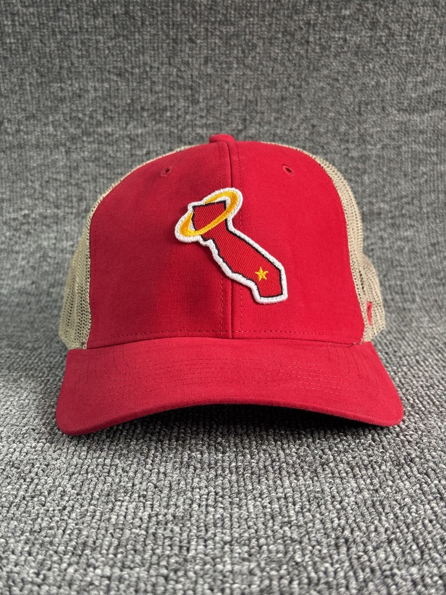 '47 Brand California Angels MLB Trucker Snapback Hat Red Khaki Old Logo Throwbac