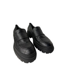 AGL Black Quilted Leather Lug Sole Loafers Size 37 Made in Italy