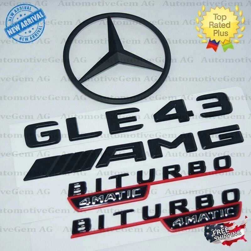 Juego de insignia negra emblema estrella trasera GLE43 SUV AMG BITURBO 4MATIC para Mercedes W166 Foto 3 de 3