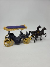 Cast Iron Stanley Toys 2 Horse Carriage Surrey w/ Fringe Top Canopy Vintage
