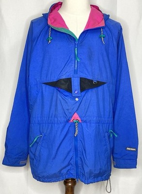 Helly Hansen Windbreaker Jacket Mens Large Hooded Anorak Pullover Blue Hiking