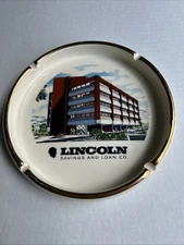 Vintage Ceramic Ashtray Lincoln Savings & Loan Co Preowned