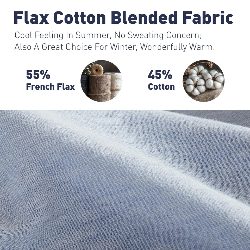 Organic Linen Sheet Set - 4 Pcs Linen Cotton Bed Sheet Queen Size, Nature Fre... - Image 2 of 4