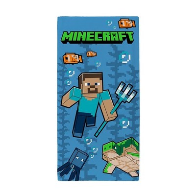 Minecraft Strandtuch Dreizack 140 x 70cm Baumwolle Velour-Feel Mädchen Jungen