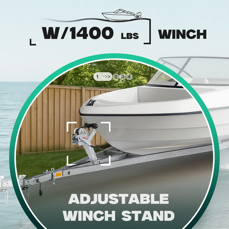 Soporte de cabrestante ajustable poste de cabrestante para piezas de remolque de barco con rodillo de cabrestante de 1400 lb Foto 3 de 4