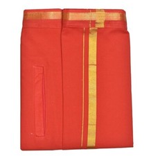 Men's Cotton Dhoti With Gold Zari Pocket Adjustable for all size 28"- 44"