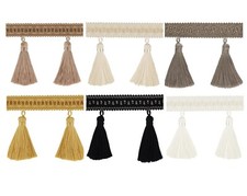 1m Luxus Quastenborte 9cm breit 6 Farben Quasten Troddel Deko Bänder Spitze DE