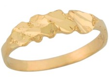 10k or 14k Yellow Gold Petite Thin Band Nugget Unique Kids Ring