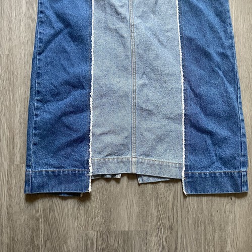 Ray Beams Womens Size 0 Denim Maxi Skirt Asymmetrical Mixed Two tone 90s Y2K - Picture 3 of 9