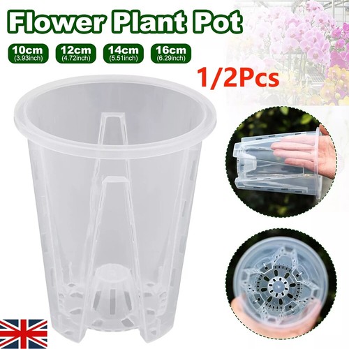 Transparent Orchid Pots Set for Healthy Growth 1/2 Pack with Holes Breathable UK - Picture 5 of 28