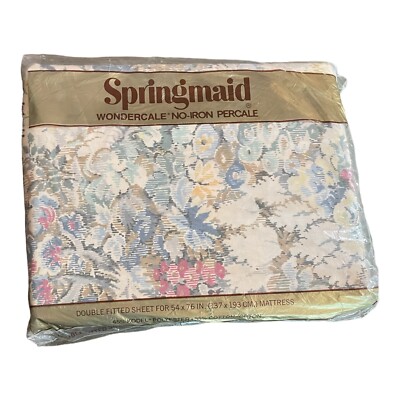 Springmaid Chateau Double Fitted Sheet Full  Wondercale Percale VTG Floral