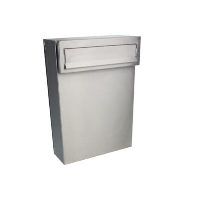 C-050 Durchwurfbriefkasten schmal Zaun und Tor Postkasten Edelstahl Tiefe 100mm