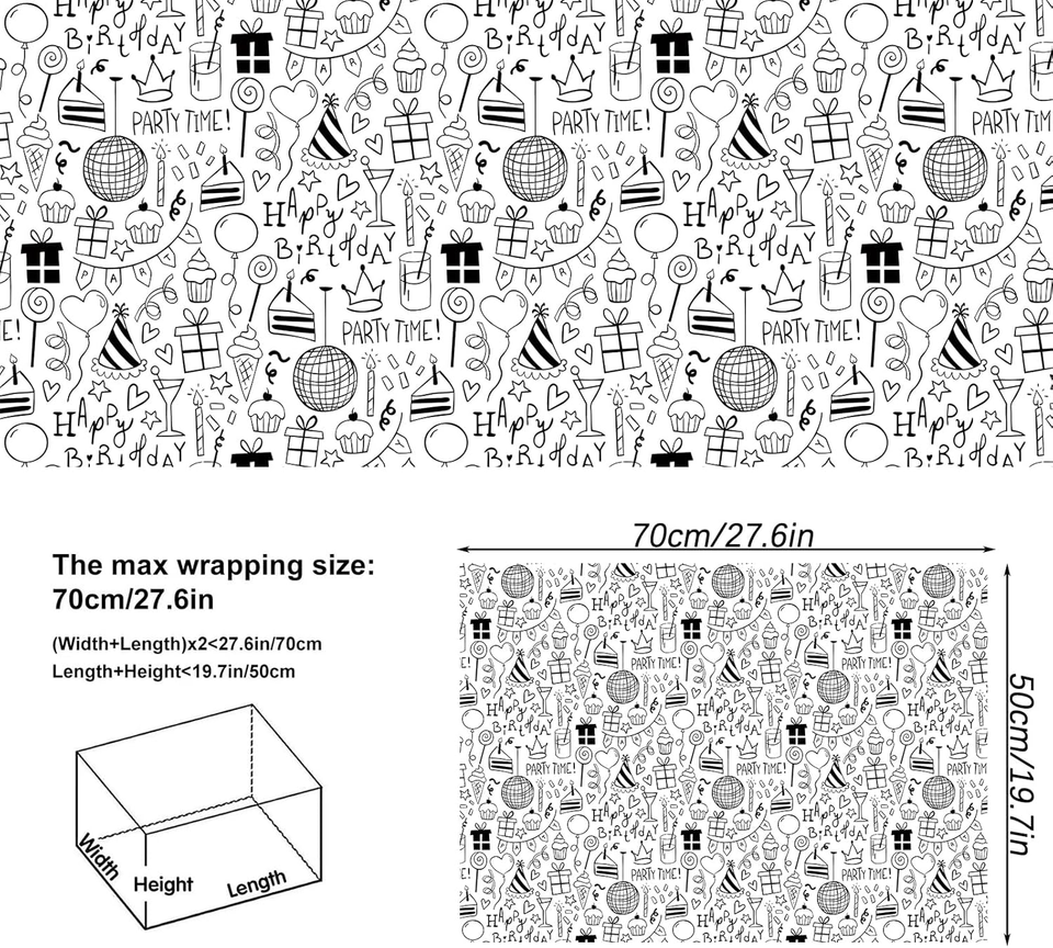 Drawing Birthday Wrapping Paper- Funny Kids Birthday Drawing Wrapping ...