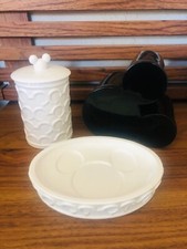 Disney Mickey Head Icon Bathroom Set Soapdish Jar with Lid Black Jar With Lid