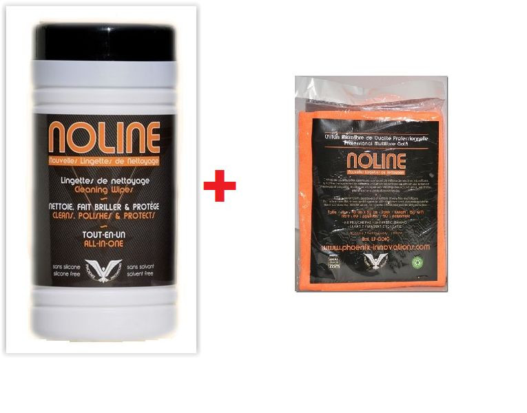 Lingette nettoyante anti-trace Noline avec microfibre pour carrosserie moto