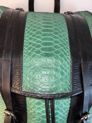 Dries Van Noten - Green Leather Payton Embossed XL Backpack