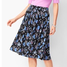TALBOTS PLEATED WILDFLOWERS MIDI SKIRT Size 4 109 NWT