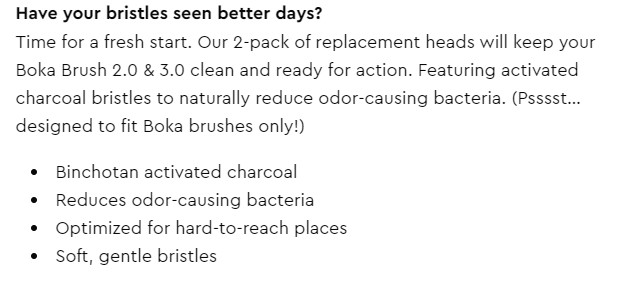 2 BOKA Electric Toothbrush soft replacement heads Whitening Charcoal activated