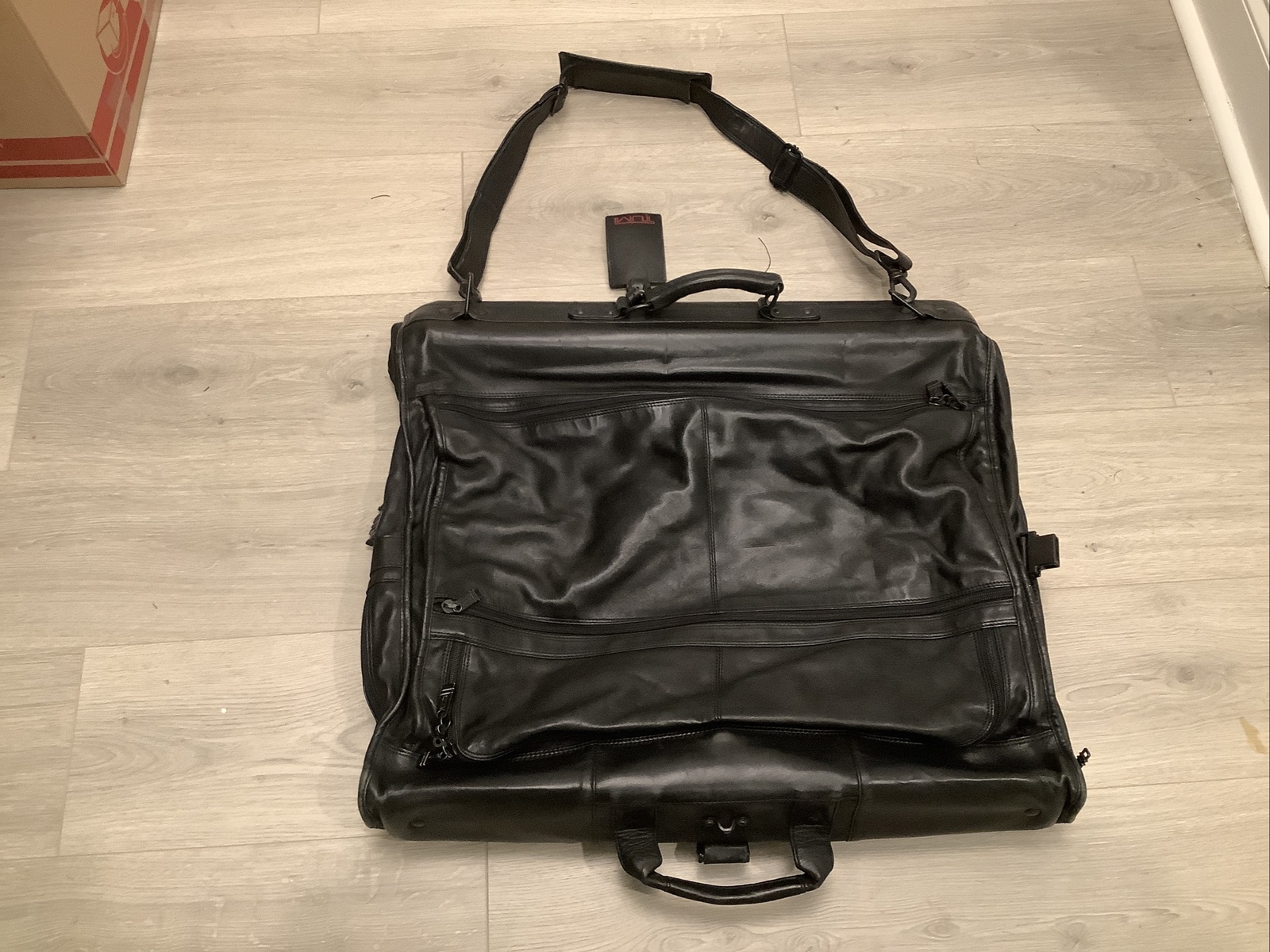 Tumi Suit Bag Black Leather Travel Compartments eBay