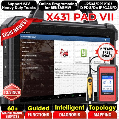 2025 LAUNCH X431 PAD VII PRO 5 V+ OBD2 Scanner Diagnostic Coding Key Programming
