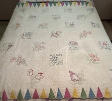 Flower Garden, antique quilt, circa 1940