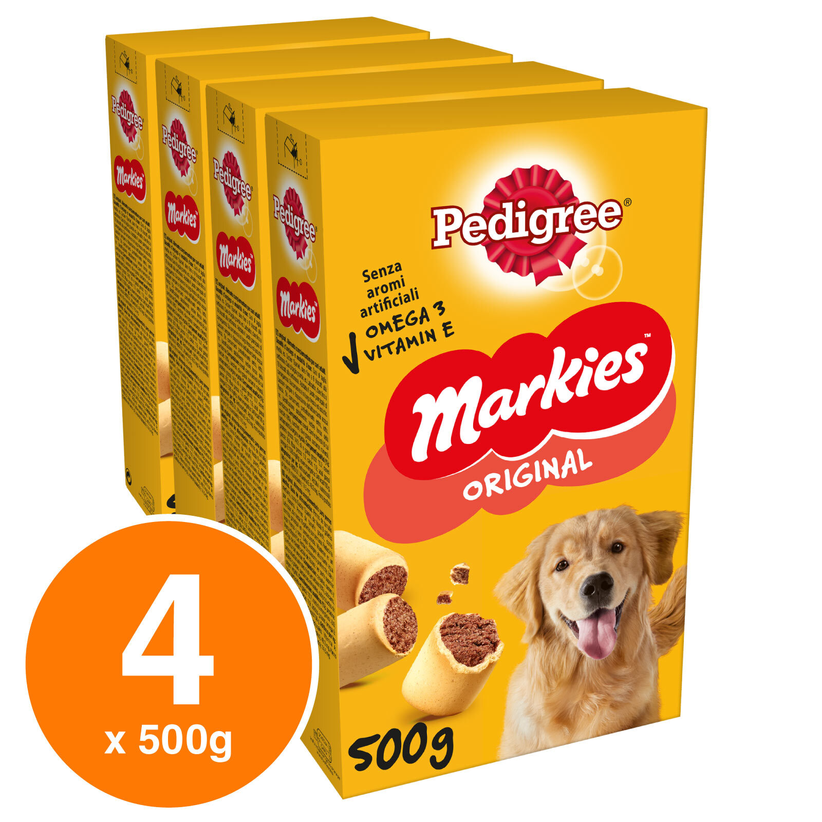 Pedigree Markies Original Biscotti Snack Croccanti Ripieni Premi per Cani 500g