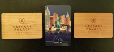 2 CAESARS PALACE VIP WOOD & 1 NEW YORK Casino Hotel LAS VEGAS room key cards