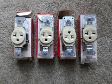 PASS & SEYMOUR (4) 5851-I SINGLE RECEPTACLE 20A 250V IVORY FREE SHIPPING