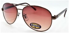 Fossil Women's Aviator Metal Sunglasses Brown Frame Brown Gradient Lens