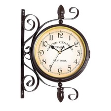Rotating Waterproof Double Sided Wall Station Clock Outdoor Garden Bracket Clock