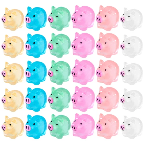 30PCS Mini Pig Resin Animal Charm Ornaments Glow in The Dark Decor DIY Craft Toy - Picture 2 of 13