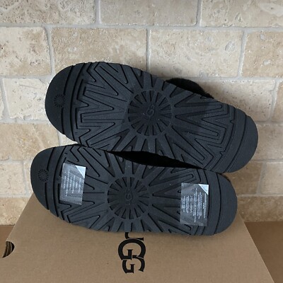 UGG DISQUETTE FELTED BLACK SHEARLING SLIP ON SHOES SLIPPERS SIZE