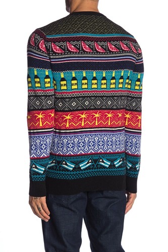 $230 Authentic Rare DIESEL Men's Mixed Print Crewneck Pullover Sweatshirt - Picture 2 of 2