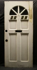 32"x79"x1.75" Vintage Antique SOLID Wood Wooden Exterior Entry Door Window Glass