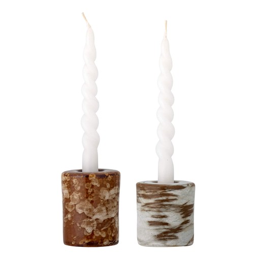 Soporte Para Velas Bloomingville Set De 2 Pequeño De Cerámica Marrón De Piedra - Imagen 2 de 2