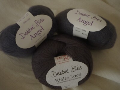 Debbie Bliss RIALTO LACE 004 Charcoal    2x ANGEL Fb. 003 Charcoal   100g (8)