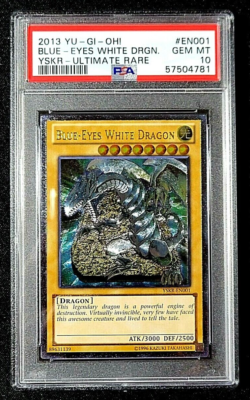2013 PSA 10 GEM MINT BLUE-EYES WHITE DRAGON EN001-YSKR ULTIMATE